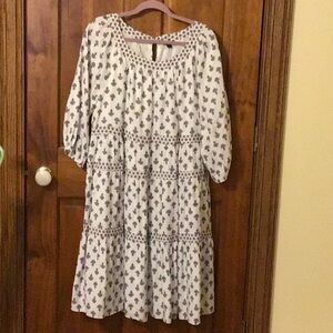 Ann Taylor White, Blue, Red Tiered Dress